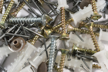 Background in the industrial style (screws and nails)