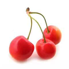 Three cherries red and fresh 
