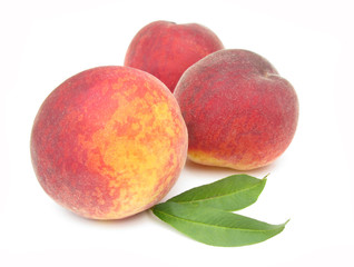 Peaches perfect with leaves 