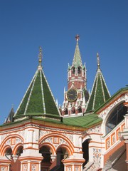 Fototapeta na wymiar Moscow, Russia, entrance of St.Basil's cathedral, Kremlin tower