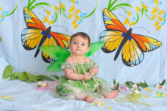 Baby Girl With Butterfly Wings