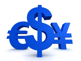 euro, dollar, yen