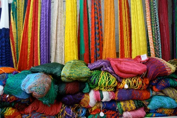 Zelfklevend Fotobehang Mexico Kleurrijke Mexicaanse hangmatten