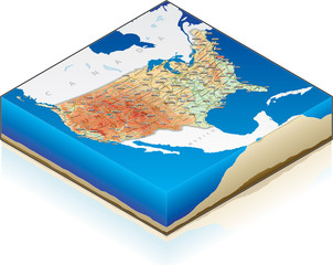 3D Isometric Map of the United States of America