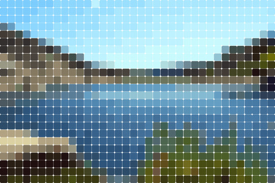 landscape solid colored rounded rectangles mosaic effect