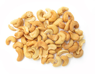 Cashew nuts isolated on white background