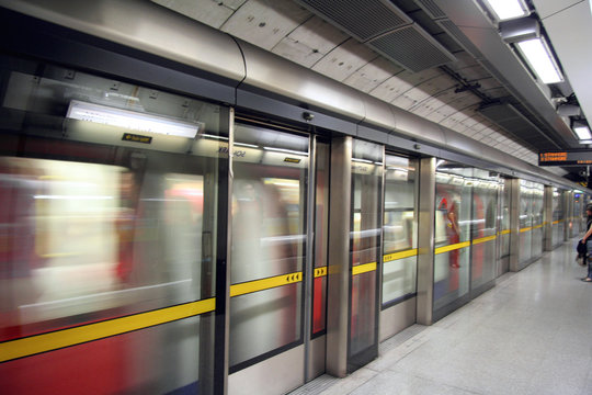 London underground train, Jubilee line with safety barrier