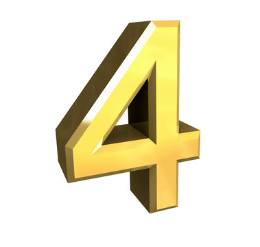 3d number 4 in gold