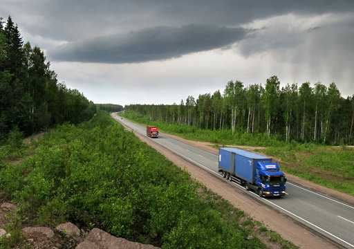 highway Scandinavia. bad weather approaches