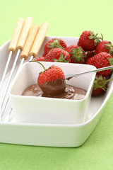 chocolate fondue and strawberries