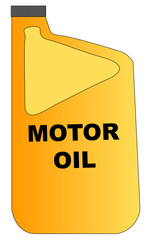 yellow plastic bottle of motor oil with grey lid 