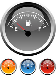 Dashboard gas gauge icons in 4 colors - obrazy, fototapety, plakaty