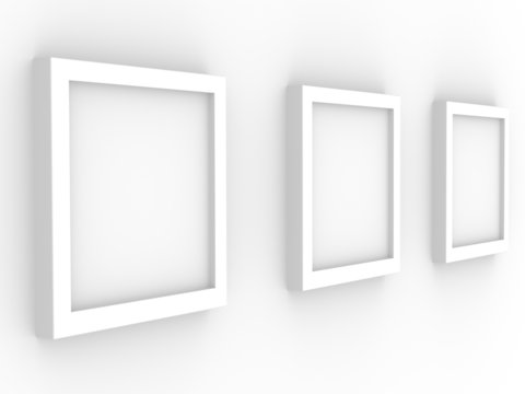 3d picture gallery with frameworks of white color