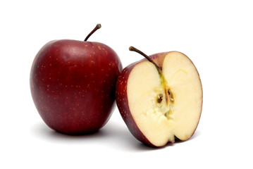 Two red ripe apples