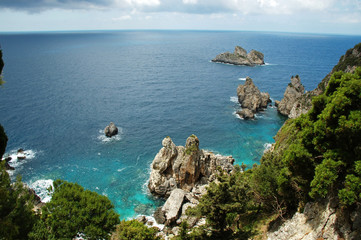 View of Cliffside Coastline on Greek Island
