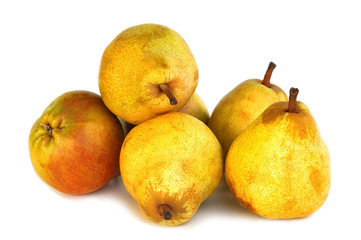 fresh pears on white background