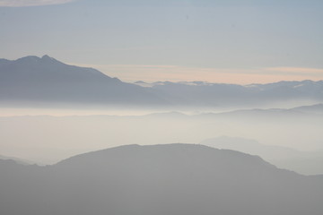 moutain and fog