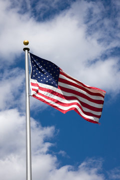 Americal flag blowing in wind