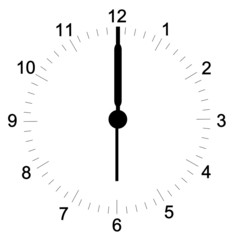 clock face with minutes set at six o'clock