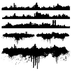 Urban skylines splatter collection