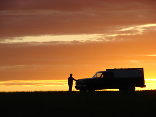 Fototapeta premium Old vehicle at sunset