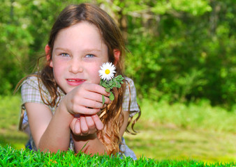 Young Girl on Grassy Hill