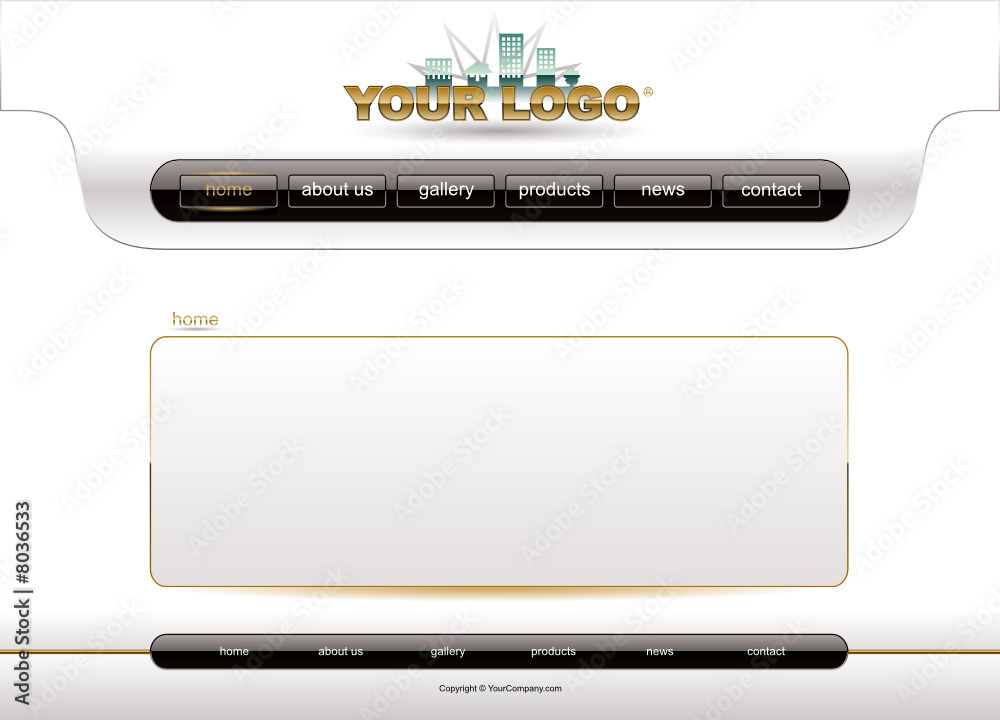 Wall mural Website white and gold glossy template