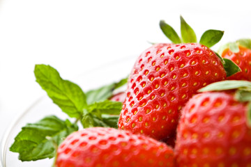 strawberries on white