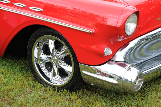 Red classic car - Close-up