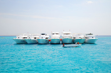 Boats on Tropical Red Sea in Egypt