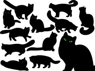 Cat's silhouettes with eyes