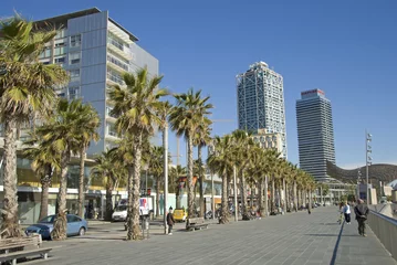 Papier peint photo autocollant rond Barcelona Port olympique de Barcelone