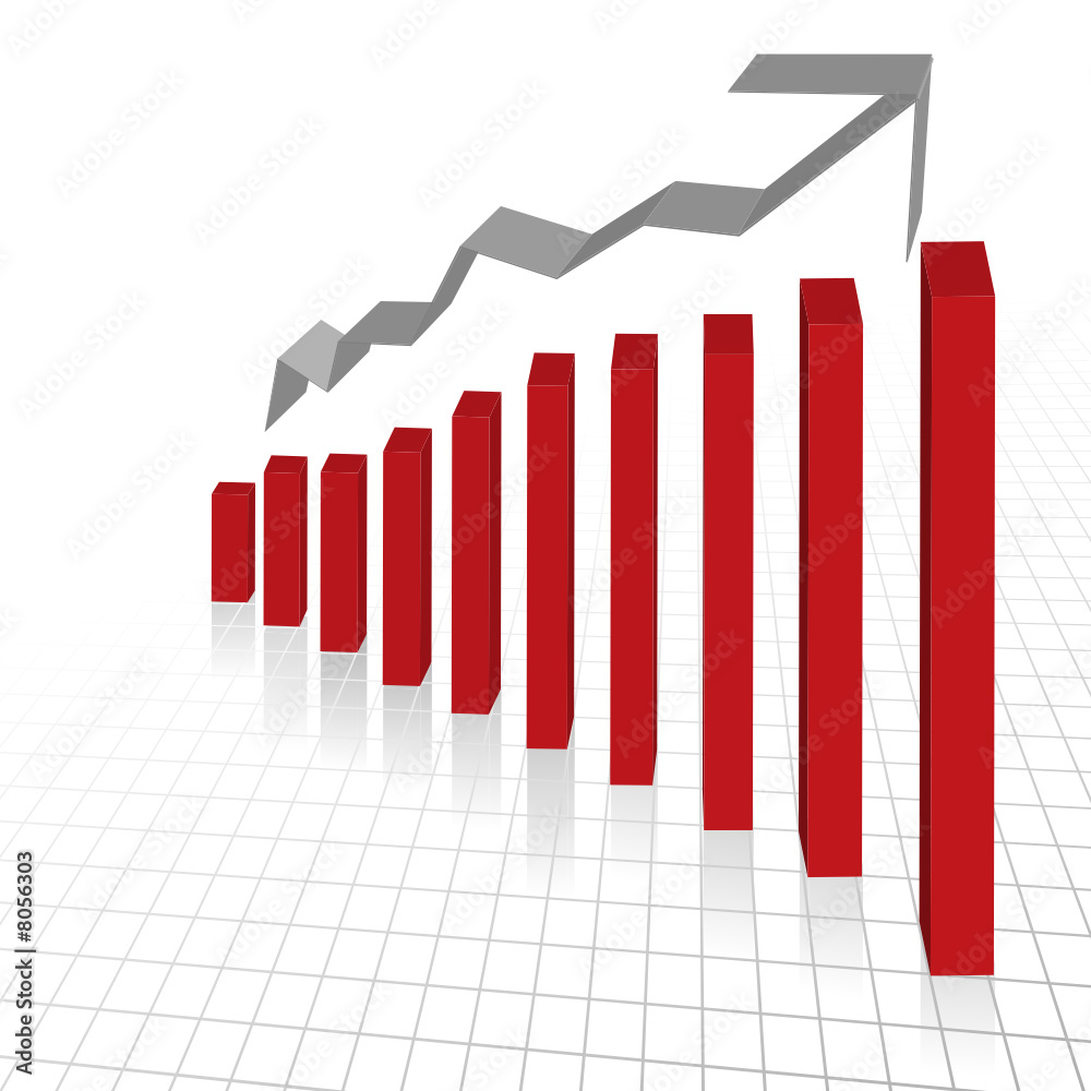 Wall mural business profit growth graph chart with reflection