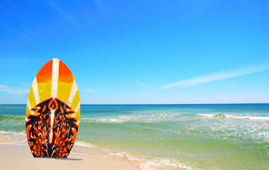 Surf board at beach