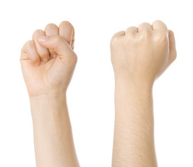 Concept for struggle sign made with hands isolated on white