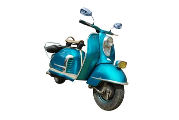 Foto op Plexiglas Scooter vintage blauwe scooter geïsoleerd