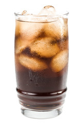 Cold fizzy cola with ice