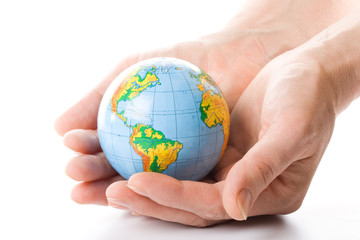 The globe in hands