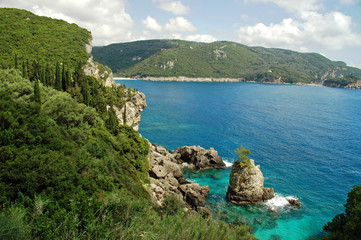 View of Cliffside Coastline on Greek Island