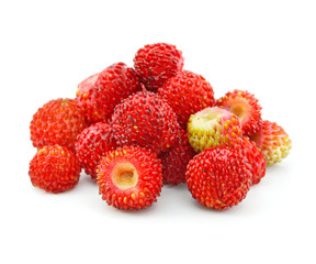 red strawberry fruits isolated on white background