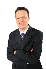 smiling businessman in glasses