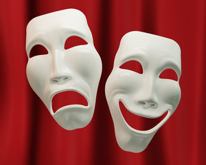 Drama and Comedy Masks. 3D illustration