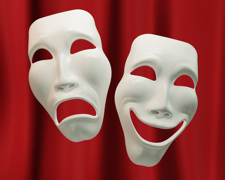 Drama and Comedy Masks. 3D illustration