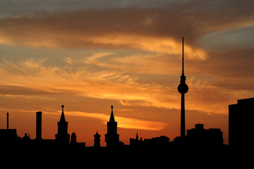 Berlin skyline at sunset