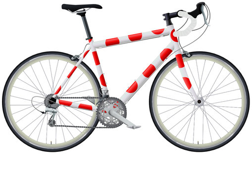 Vélo de course blanc à pois rouge (détouré)