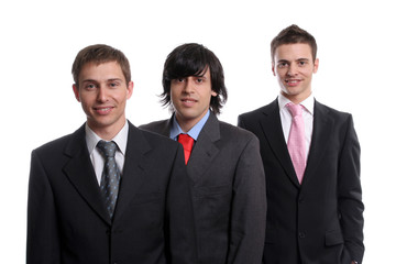 three young business men isolated on white background