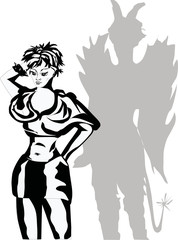 girl and devil shadow