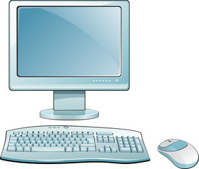 Fototapeta premium LCD monitor with keyboard and mouse