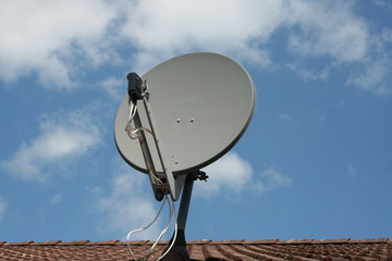 Satellitenschüssel auf Hausdach