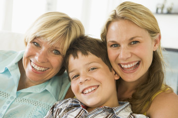 Mother with grown up daughter and son
